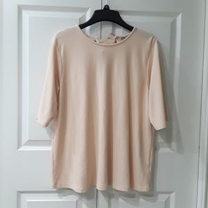 ASOS Blush Pink Ribbon Tie Shirt 3/4 Sleeve, Sz 18